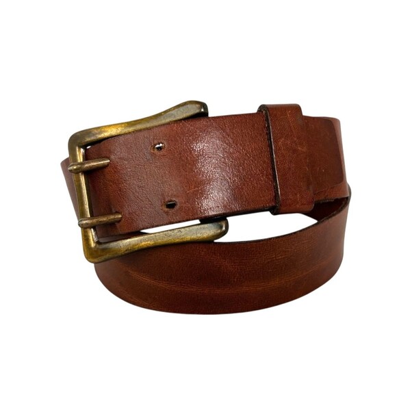 Harness Cowhide 2 Prong Brown Leather Belt   Unisex Size 36  Men's Women's - Picture 2 of 14